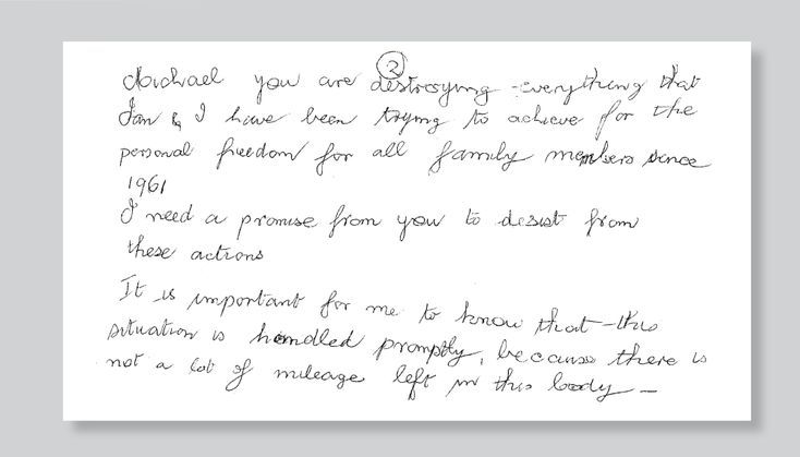 One of Barbara Rinder’s pleas to her son, Mike Rinder, to cease his hostilities against her and the family’s religion